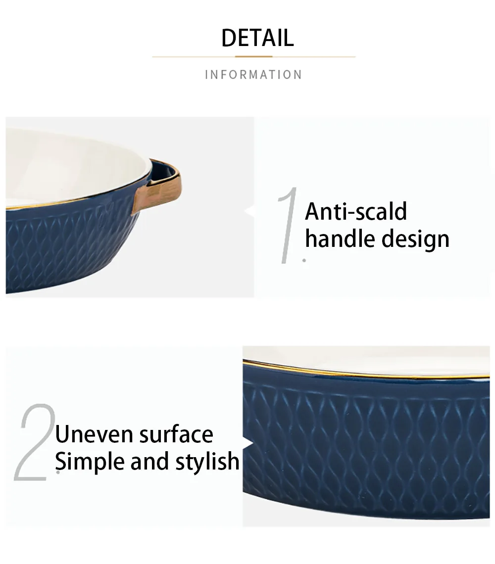 Ceramic Glaze Golden Side Baking Tray – Rectangle & Oval Baking Pan for Barbecue, Salad, and Oven – Kitchen Bableware Baking Dishes