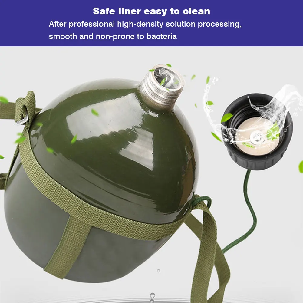 Military-Style Aluminum Canteen Bottle for Outdoor Activities - Multipurpose Flask for Water, Wine, and Cooking