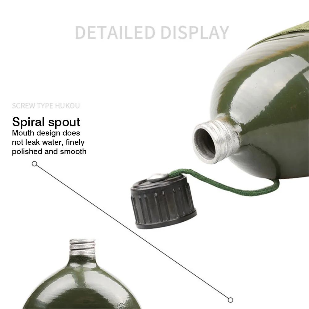 Military-Style Aluminum Canteen Bottle for Outdoor Activities - Multipurpose Flask for Water, Wine, and Cooking
