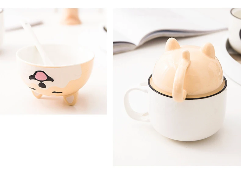 Whimsical Ceramic Couple Mug: Corgi & Shiba Inu, Perfect for Coffee or Tea, Ideal Home Decor for Animal Lovers