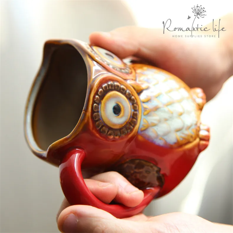 300ml Owl Mug Cartoon Ceramic 3D Animal Coffee Cup for Breakfast and Collection